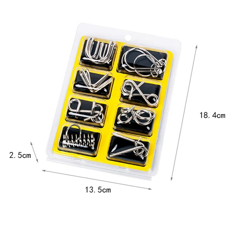 AliExpress 8 Pcs Metal Wire Puzzle Set, Brain Teaser IQ Logic Games for Adults, Challenging Montessori Mind Puzzles for Focus & Skill Train, view 6