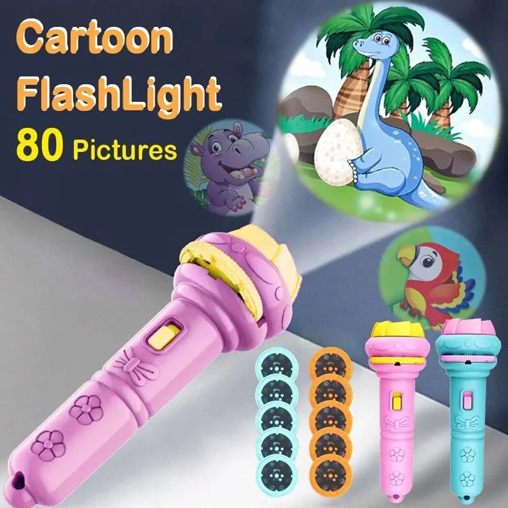 AliExpress 80 Patterns Illuminated Projection Led Flashlight Baby Puzzle Teaching Cognition Early Knowledge Animal Pattern Bedtime Story