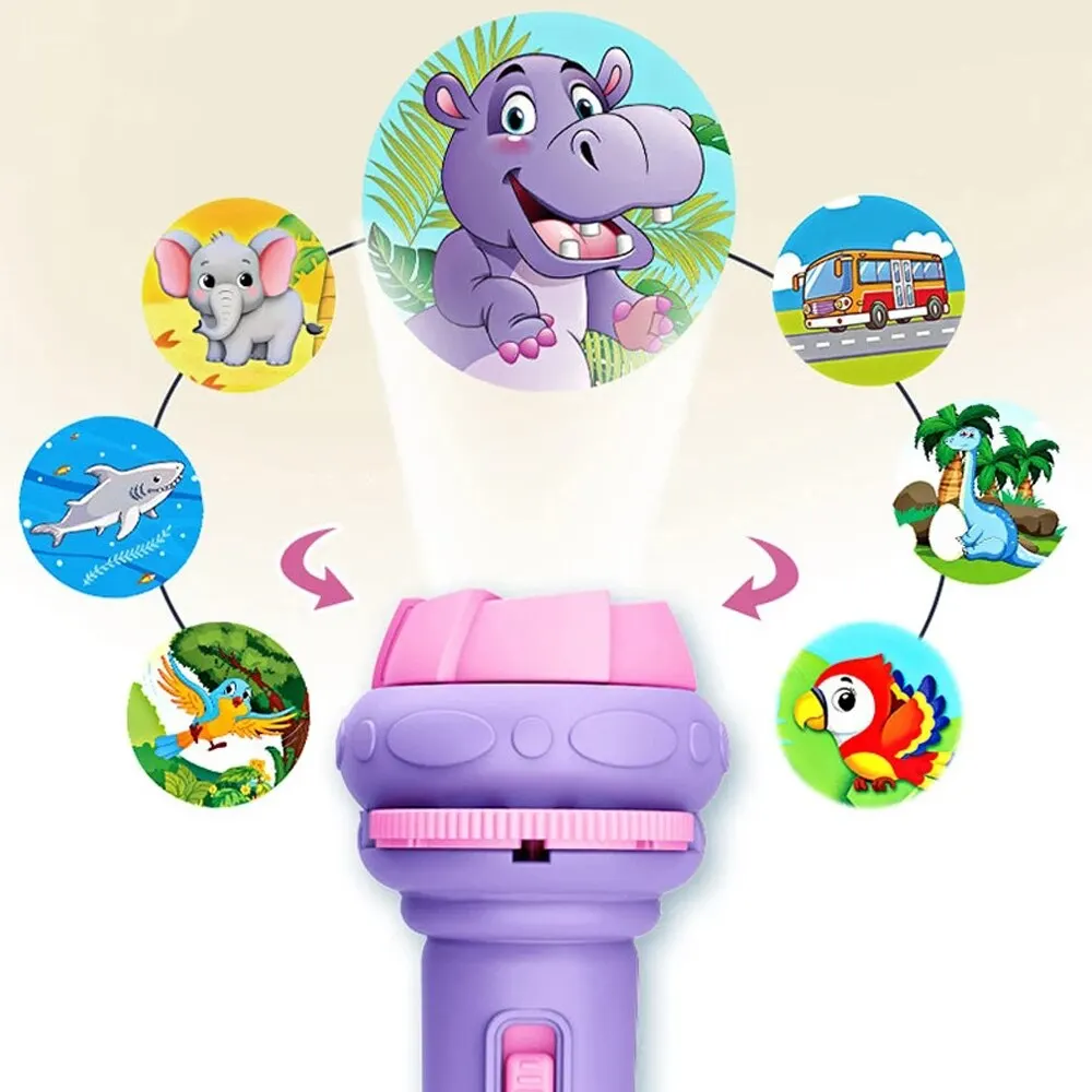 AliExpress 80 Patterns Illuminated Projection Led Flashlight Baby Puzzle Teaching Cognition Early Knowledge Animal Pattern Bedtime Story, view 3