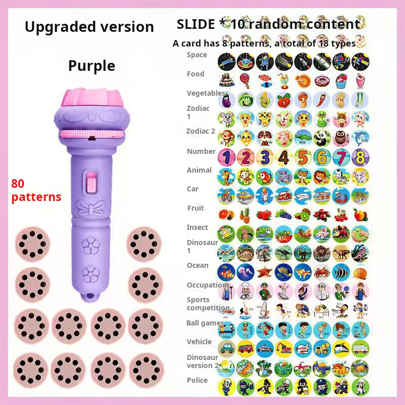 AliExpress 80 Patterns Illuminated Projection Led Flashlight Baby Puzzle Teaching Cognition Early Knowledge Animal Pattern Bedtime Story, view 6