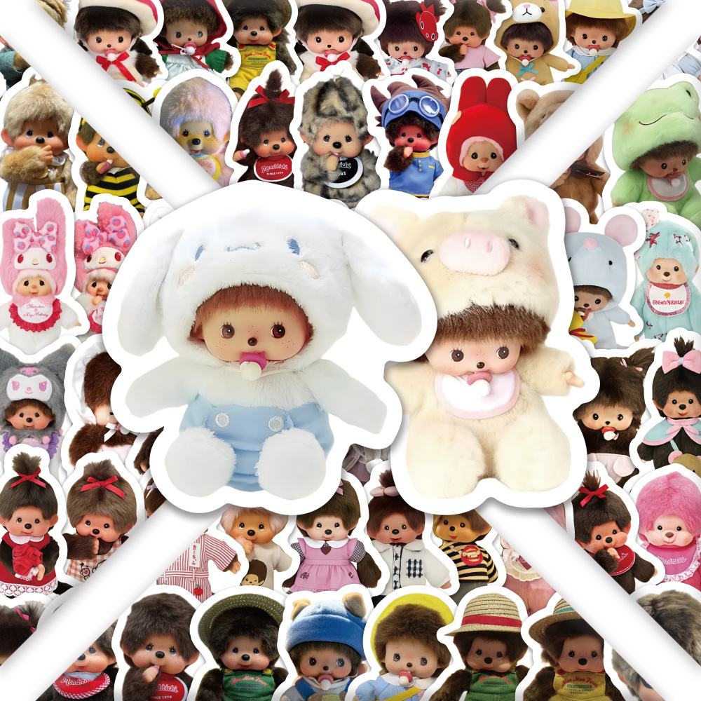 AliExpress 80PCS Monchhichi Graffiti Stickers Kids Kawaii Waterproof Paster Sticker for Phone Computer Notebook Stationery DIY Toys Secret