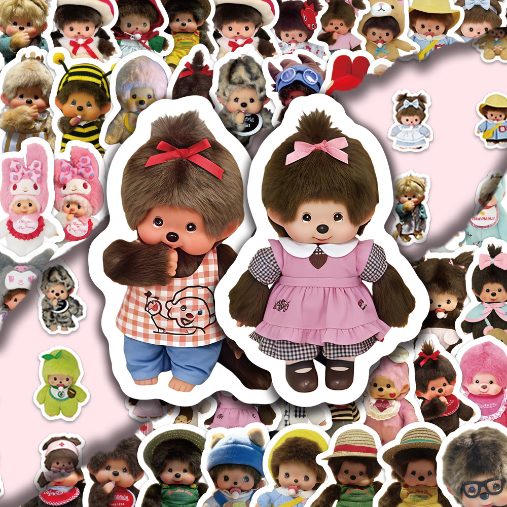 AliExpress 80PCS Monchhichi Graffiti Stickers Kids Kawaii Waterproof Paster Sticker for Phone Computer Notebook Stationery DIY Toys Secret, view 3