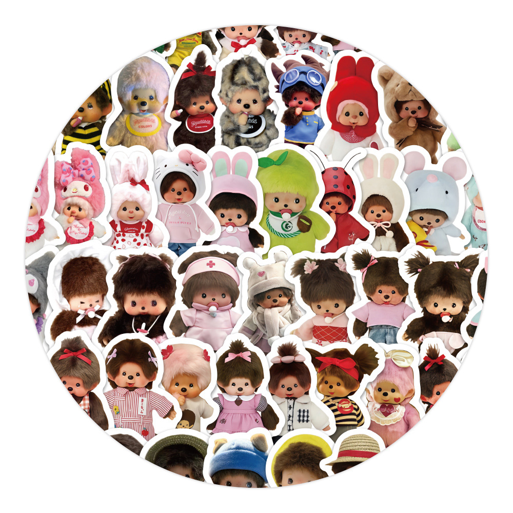 AliExpress 80PCS Monchhichi Graffiti Stickers Kids Kawaii Waterproof Paster Sticker for Phone Computer Notebook Stationery DIY Toys Secret, view 4