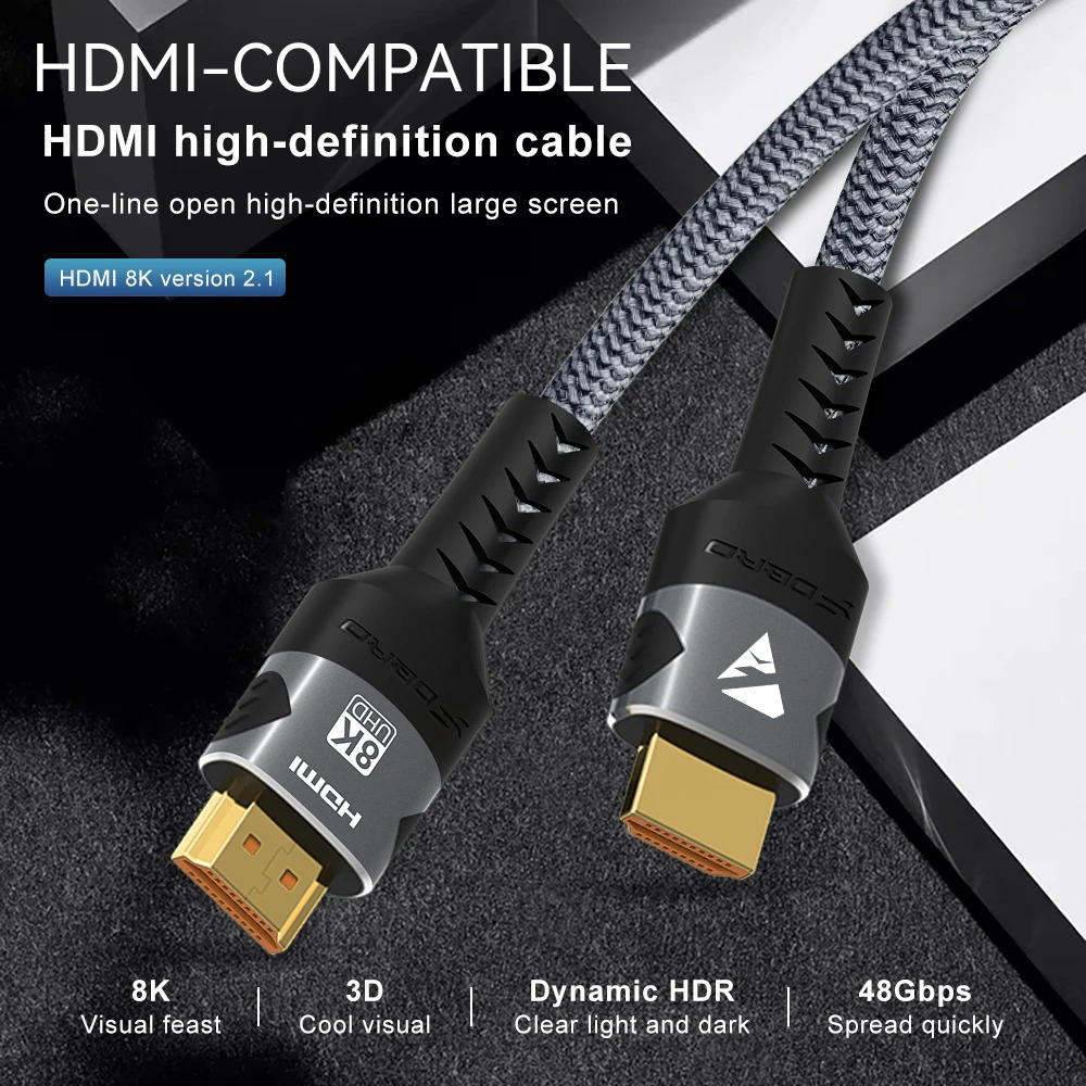 AliExpress 8K HDMI-Compatible Cable 4K@120Hz 8K@60Hz HDMI 2.1 Cable 48Gbps Adapter For RTX 3080 EARC HDR Video Cable PC Laptop TV Box PS5, view 2
