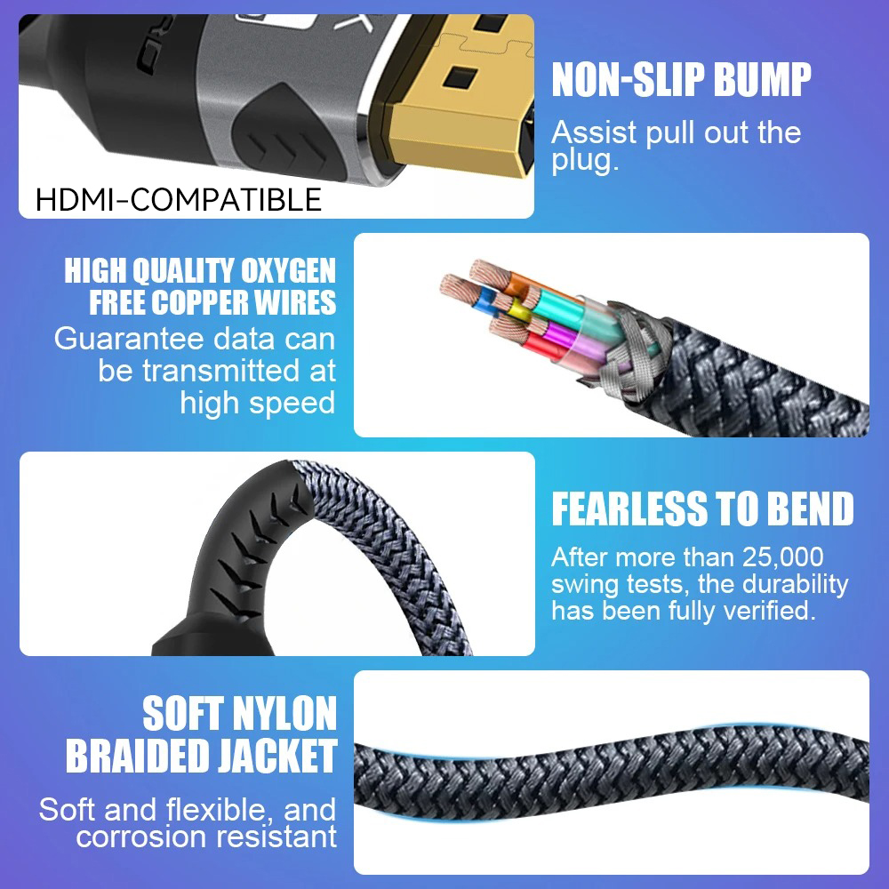 AliExpress 8K HDMI-Compatible Cable 4K@120Hz 8K@60Hz HDMI 2.1 Cable 48Gbps Adapter For RTX 3080 EARC HDR Video Cable PC Laptop TV Box PS5, view 3