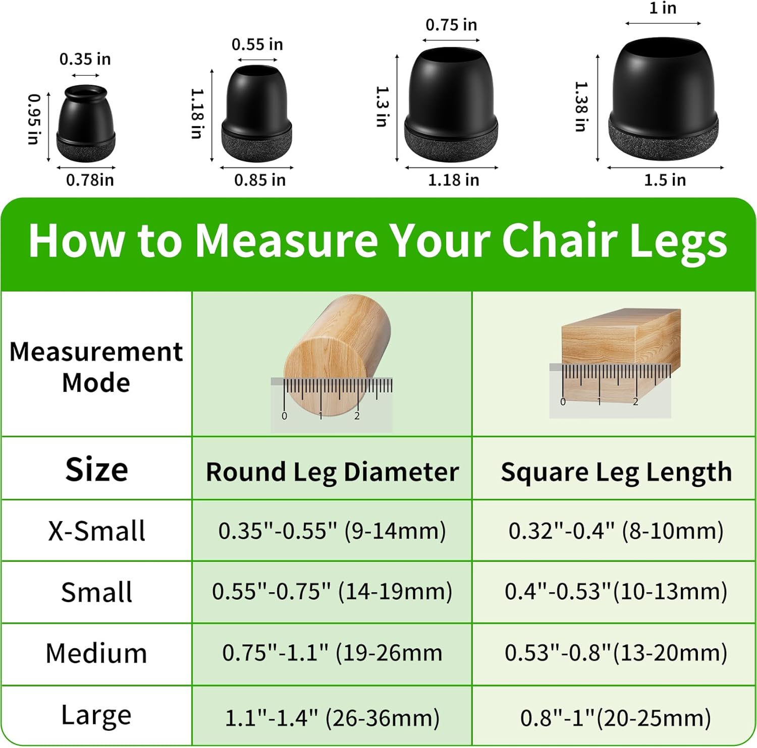 AliExpress 8pcs Black Round Chair Leg Protectors Anti-Slip Silicone Foot Covers for Hardwood Floors Furniture Feet Pads to Prevent Scratche, view 2