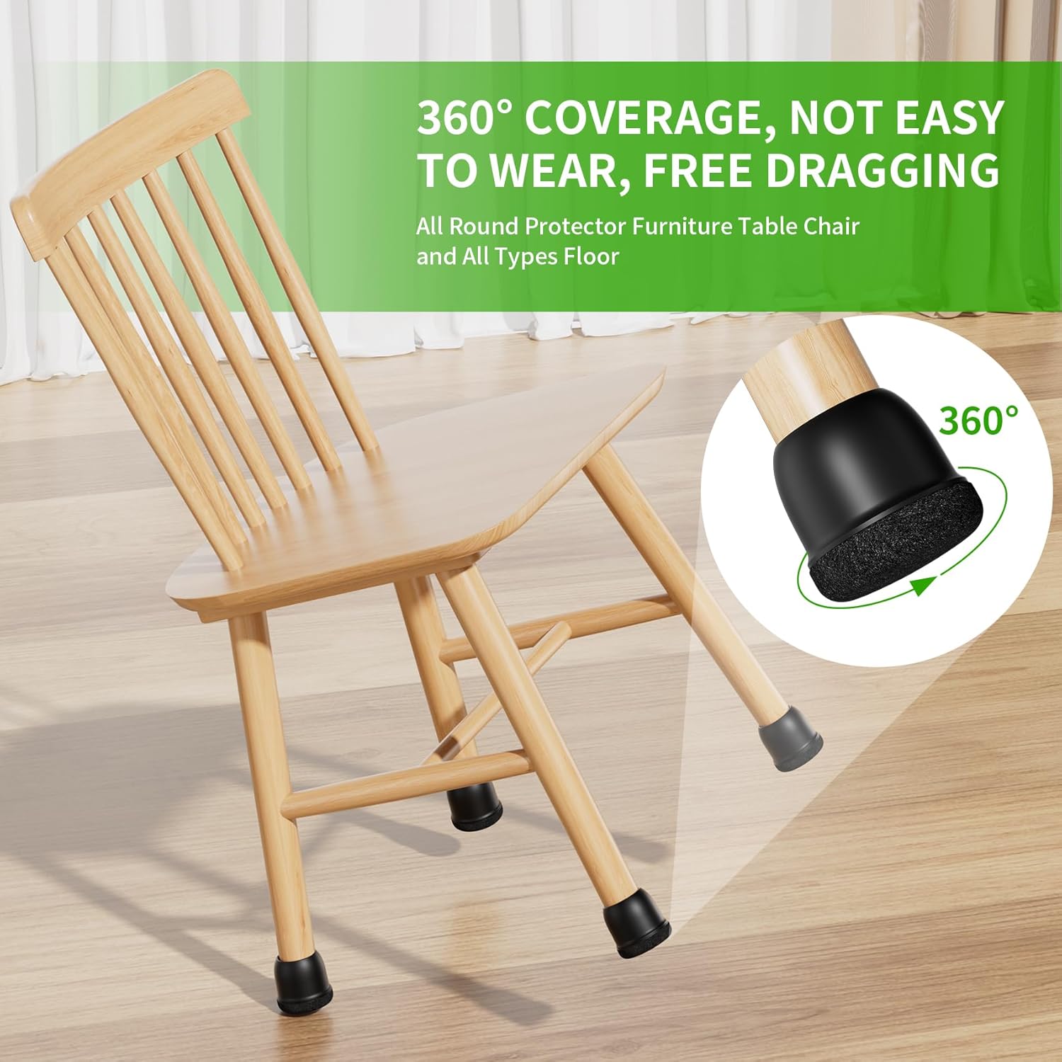 AliExpress 8pcs Black Round Chair Leg Protectors Anti-Slip Silicone Foot Covers for Hardwood Floors Furniture Feet Pads to Prevent Scratche, view 4