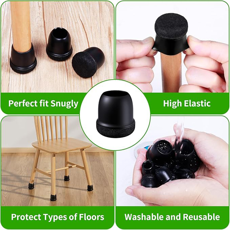 AliExpress 8pcs Black Round Chair Leg Protectors Anti-Slip Silicone Foot Covers for Hardwood Floors Furniture Feet Pads to Prevent Scratche, view 6