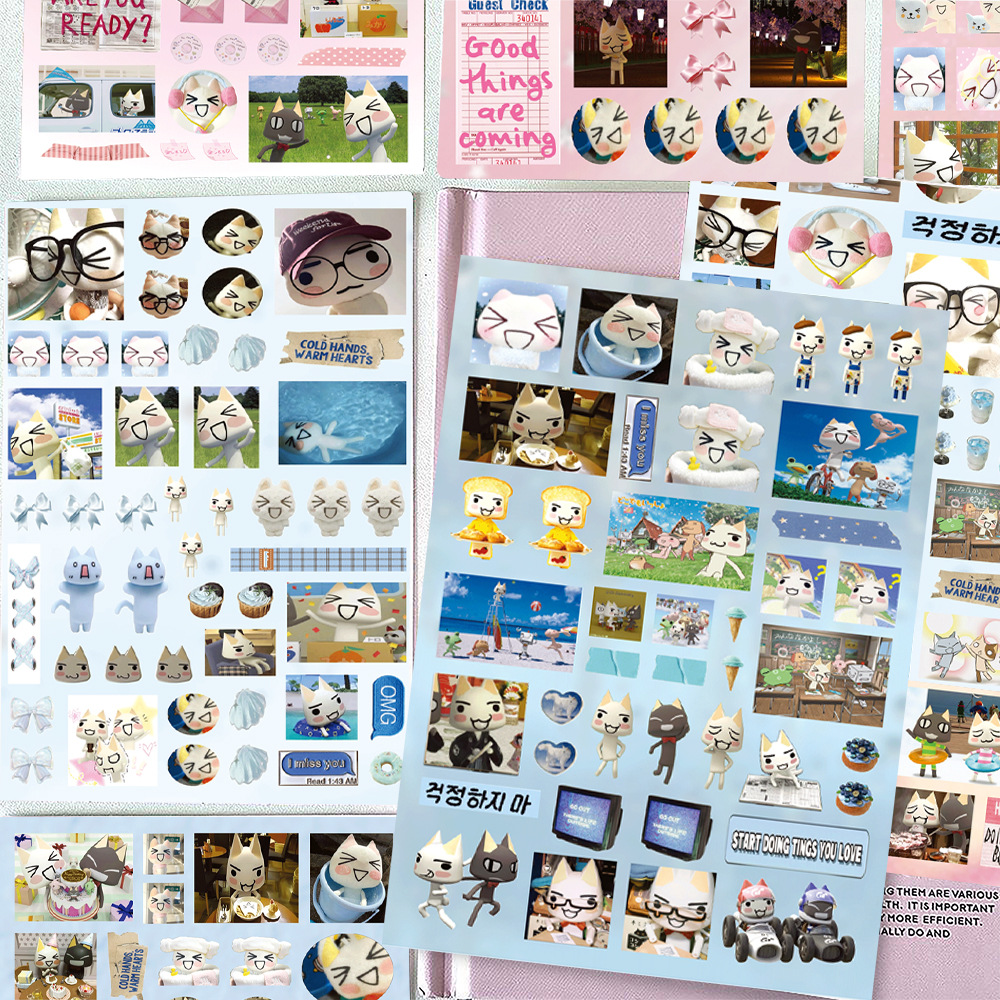 AliExpress 8PCS Cartoon Doro Cat Cute Stickers Inoue Toro Sticker Luggage Suitcase Skateboard Phone Hand Account Graffiti Decals Gift Toy, view 2