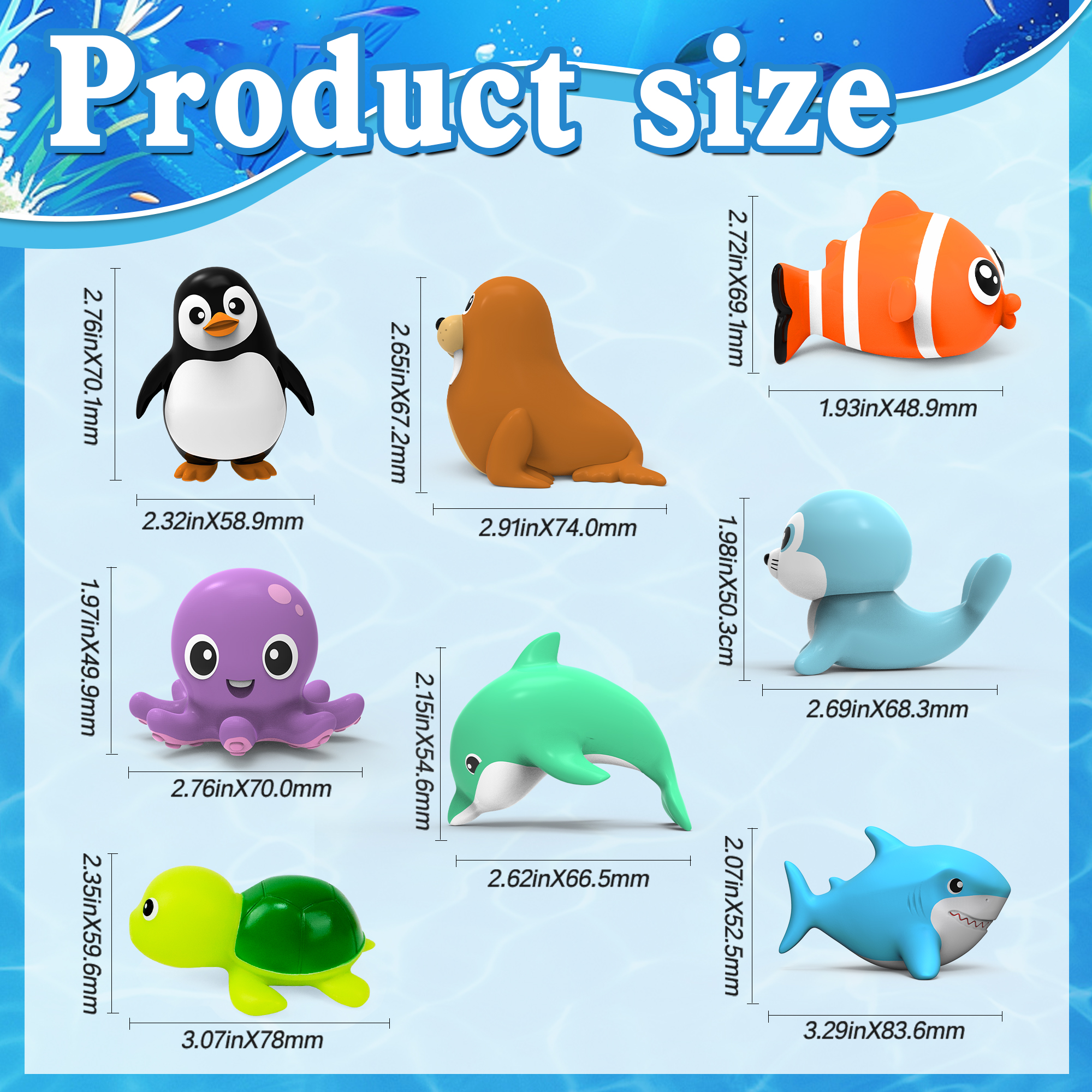 AliExpress 8pcs Mold-Resistant Sea Animal Bathtub Shower Toys Bathing Water Play Clockwork Toy for Kids Birthday Gifts, view 2
