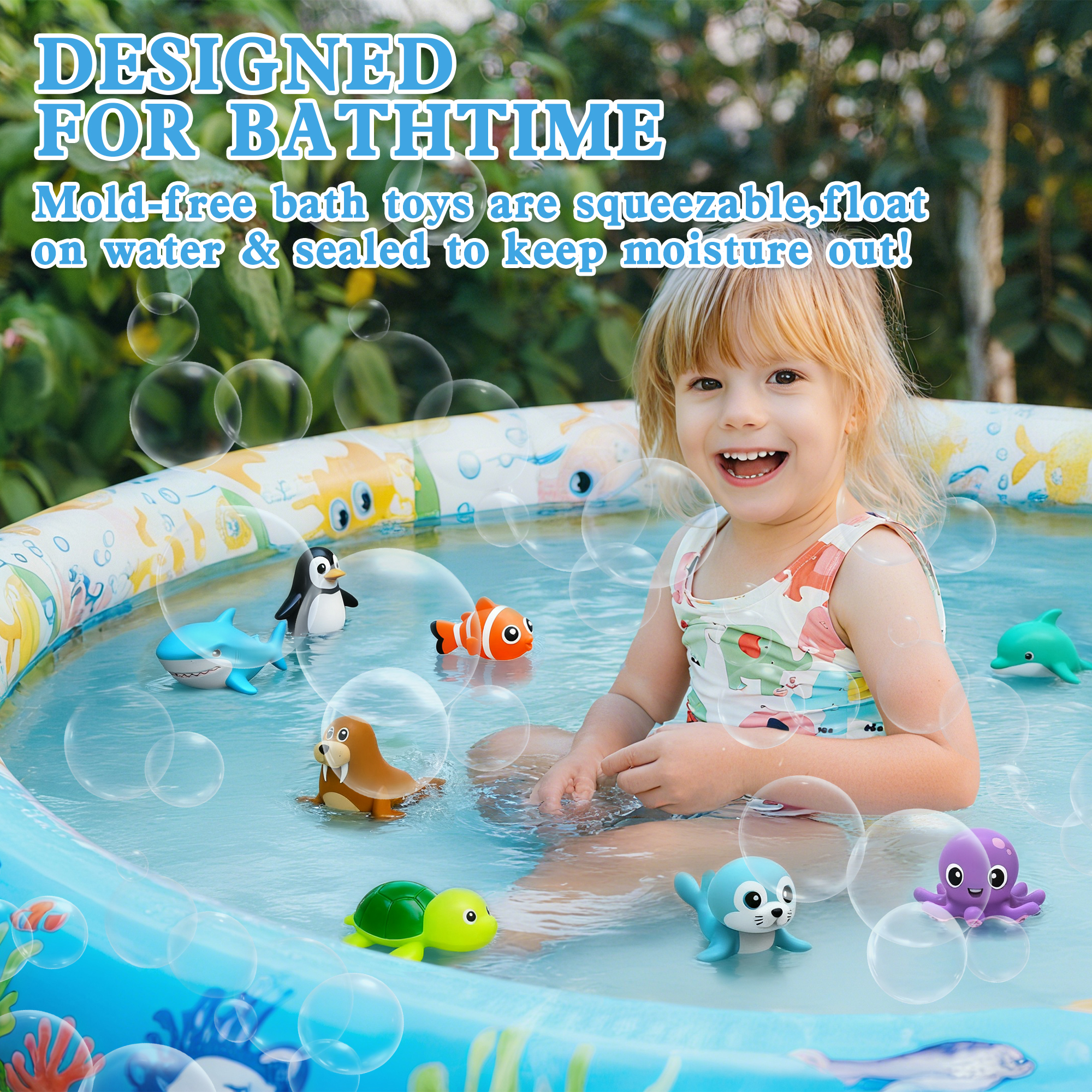 AliExpress 8pcs Mold-Resistant Sea Animal Bathtub Shower Toys Bathing Water Play Clockwork Toy for Kids Birthday Gifts, view 3