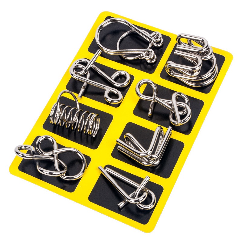 AliExpress 8Pcs/Set Metal Montessori Puzzle Wire IQ Mind Brain Teaser Puzzles Adults Interactive Game Reliever Educational Toys, view 2