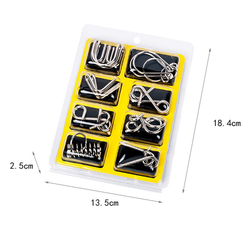AliExpress 8Pcs/Set Metal Montessori Puzzle Wire IQ Mind Brain Teaser Puzzles Adults Interactive Game Reliever Educational Toys, view 6