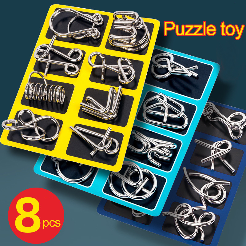 AliExpress 8Pcs/Set Metal Montessori Puzzle Wire Mind Brain Teaser Puzzles Children Adults Interactive Game Reliever Educational Toys