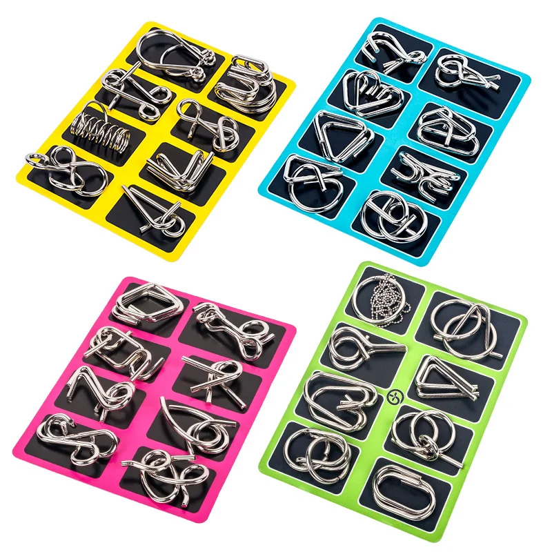AliExpress 8Pcs/Set Metal Montessori Puzzle Wire Mind Brain Teaser Puzzles Children Adults Interactive Game Reliever Educational Toys, view 2
