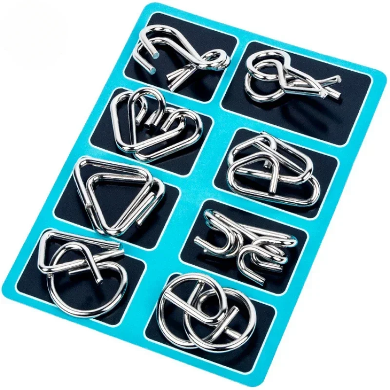 AliExpress 8Pcs/Set Metal Montessori Puzzle Wire Mind Brain Teaser Puzzles Children Adults Interactive Game Reliever Educational Toy