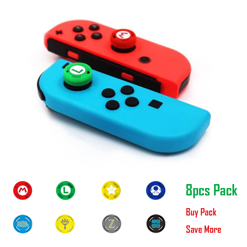 AliExpress 8pcs Soft Silicone Cute Cartoon Thumb Stick Grips Cap For Switch Oled Joy Con Controller NS Lite Joystick Cover Protector