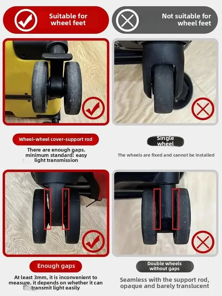 AliExpress 8Pcs Thicken Texture Silicone Wheels Protector Travel Luggage Caster Shoes Reduce Noise Wheels Guard Cover Luggage Accessories, view 6