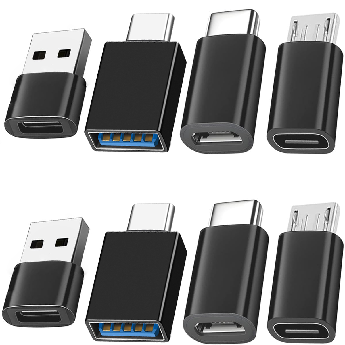 AliExpress 8pcs USB to USB C Adapter, USB Type C Female to USB Adapter, Micro USB to USB C Female Male Converter Connector, for Laptop Car