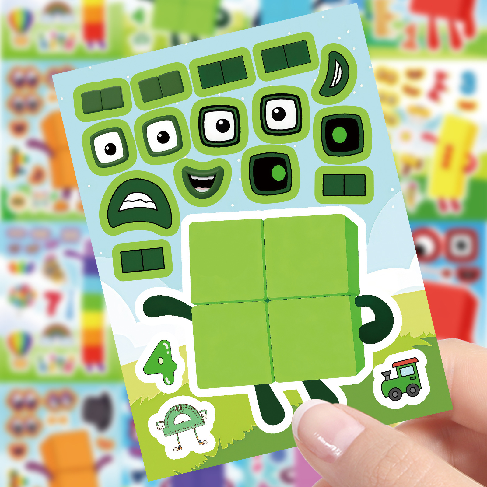 AliExpress 8Sheets Digital Building Blocks Cute Puzzle Stickers Cartoon Building Blocks  Stationery Decor DIY Face Stickers, view 5
