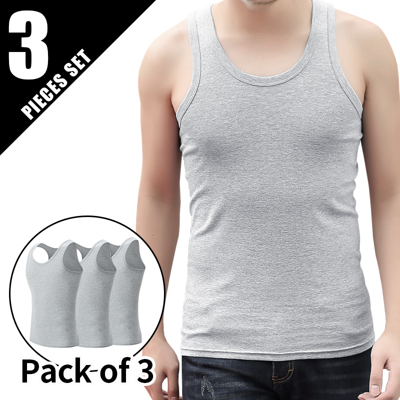AliExpress 9/5/3 Pack Men's Four Seasons Pure Color Simple Joker Fashion Vest Loose Sports Running Fitness Mountaineering Top Teenager T, view 3