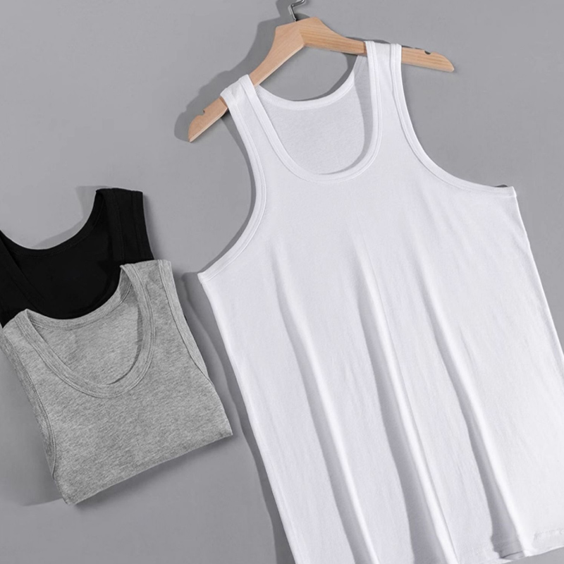 AliExpress 9/5/3 Pack Men's Four Seasons Pure Color Simple Joker Fashion Vest Loose Sports Running Fitness Mountaineering Top Teenager T, view 5