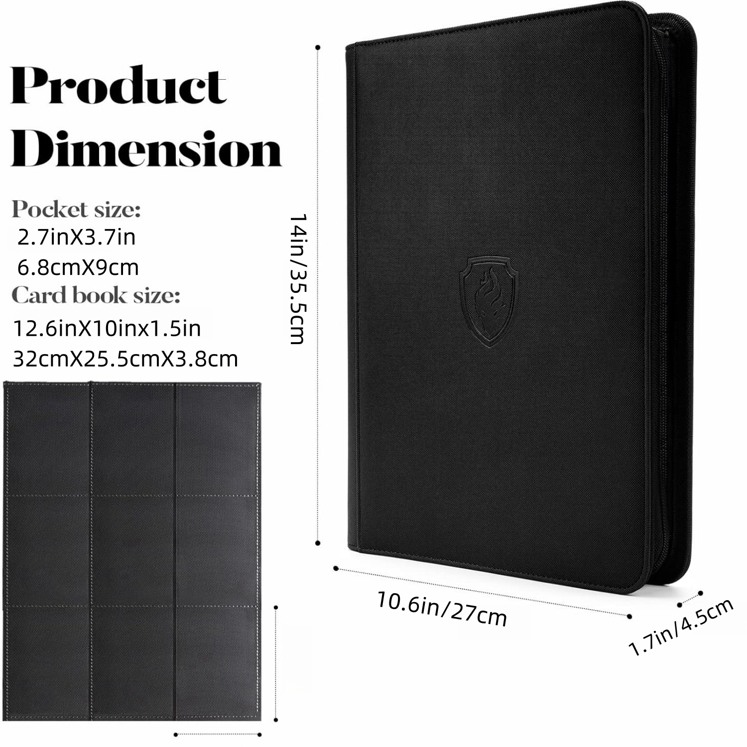 AliExpress 9 Pocket Trading Card Binder, PU Cover Zipper Card Collection Album, Sturdy 360 Side-Loading Card Folder Holder for Game Cards, view 3