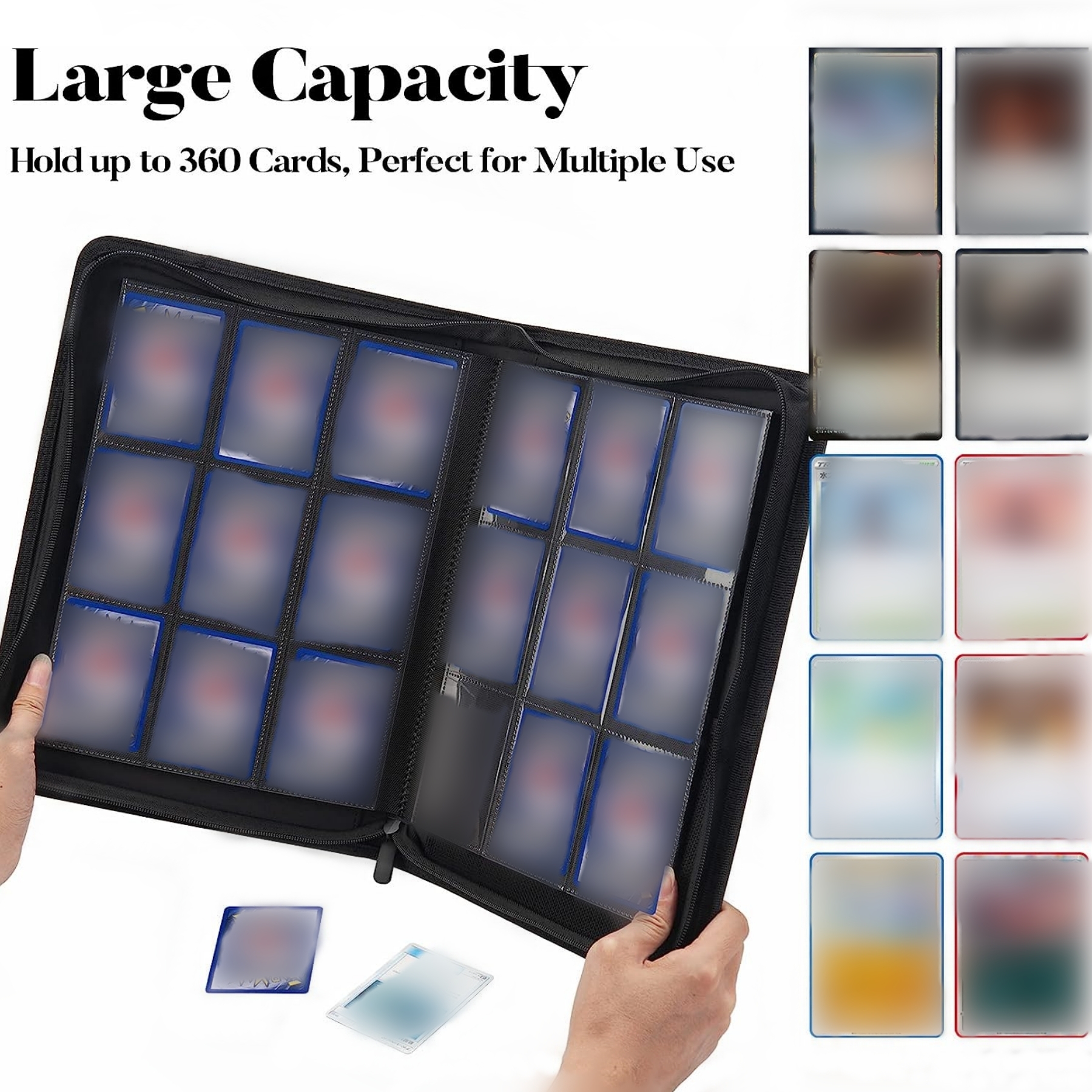 AliExpress 9 Pocket Trading Card Binder, PU Cover Zipper Card Collection Album, Sturdy 360 Side-Loading Card Folder Holder for Game Cards, view 4