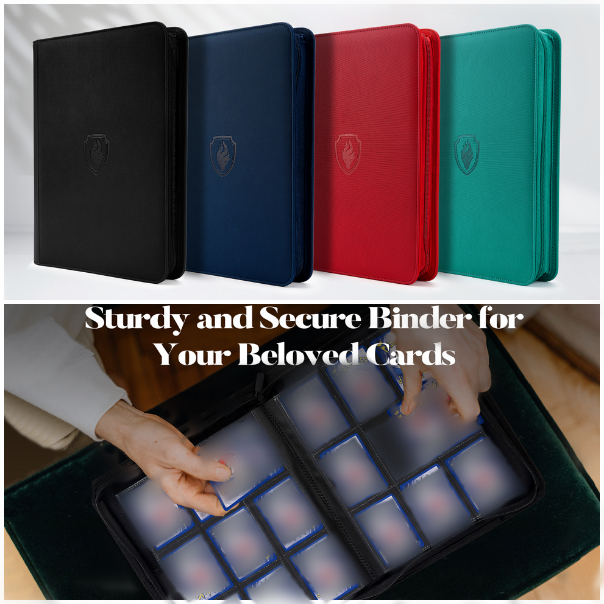AliExpress 9 Pocket Zipper Card Binder, 360 Trading Card Holder Book, Premium PU Cover Zip Binder for Cards, Durable Side Loading Card, view 4