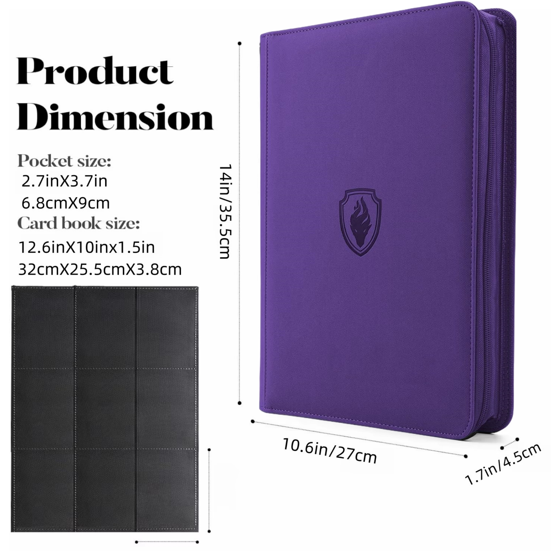 AliExpress 9 Pocket Zipper Card Binder, 360 Trading Card Holder Book, Premium PU Cover Zip Binder for Cards, Durable Side Loading Card, view 2