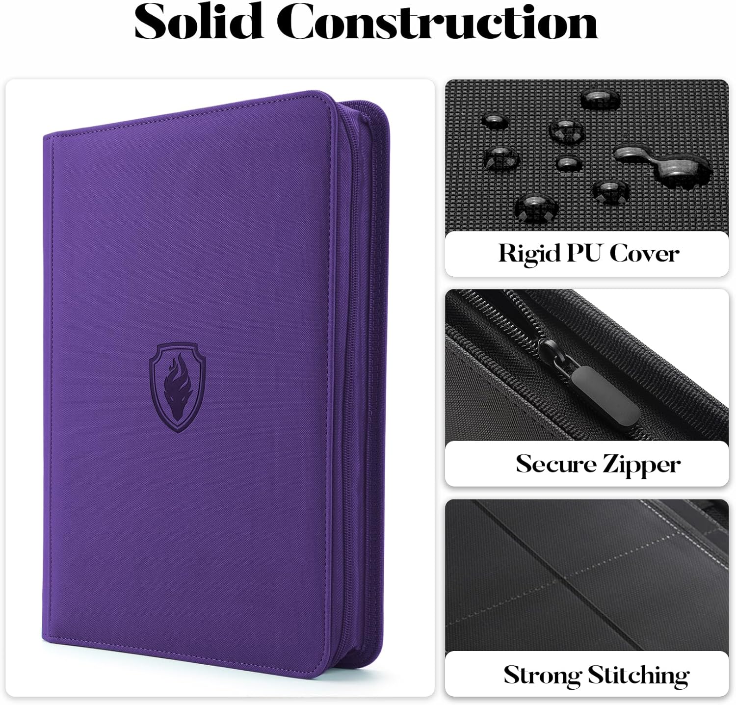 AliExpress 9 Pocket Zipper Card Binder, 360 Trading Card Holder Book, Premium PU Cover Zip Binder for Cards, Durable Side Loading Card, view 3