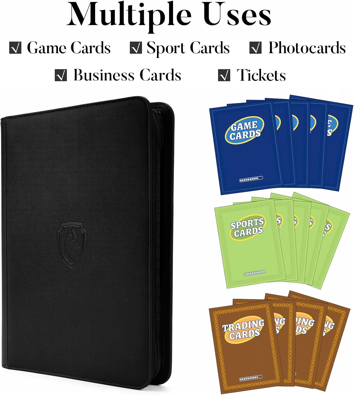 AliExpress 9 Pocket Zipper Card Binder, 360 Trading Card Holder Book, Premium PU Cover Zip Binder for Cards, Durable Side Loading Card, view 4