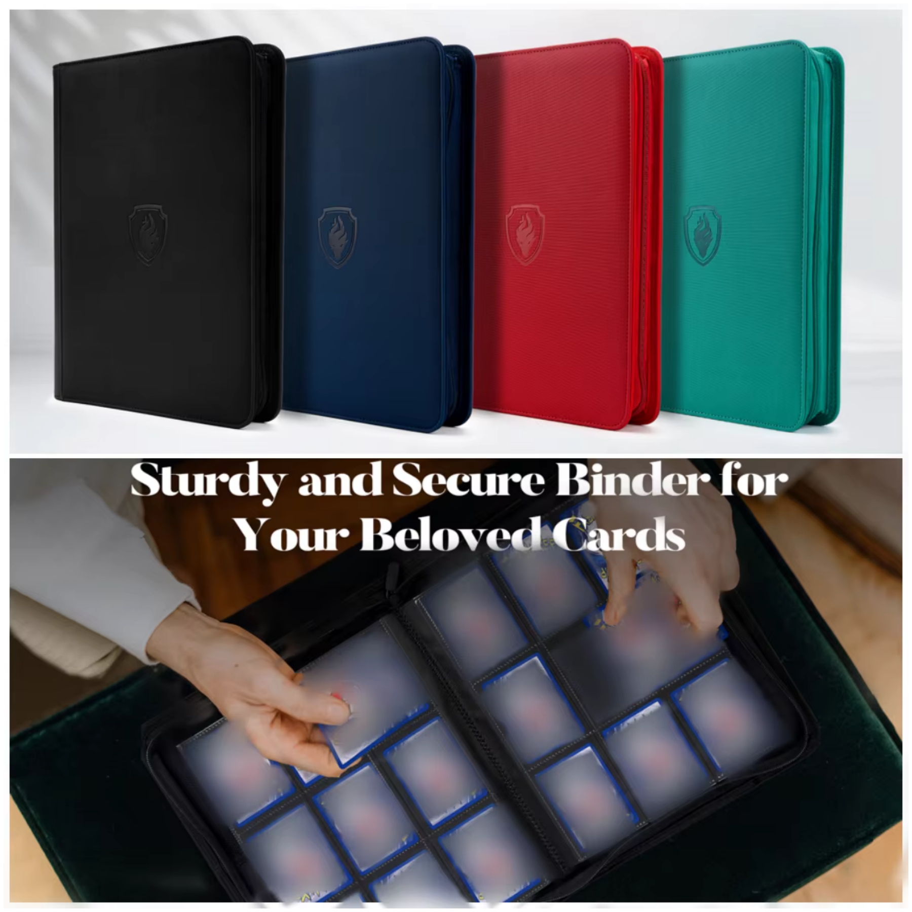 AliExpress 9 Pocket Zipper Card Binder, 360 Trading Card Holder Book, Premium PU Cover Zip Binder for Cards, Durable Side Loading Card, view 5
