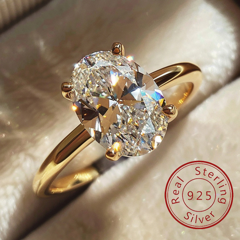 AliExpress 925 Silver Oval Zircon Cocktail Ring for Women