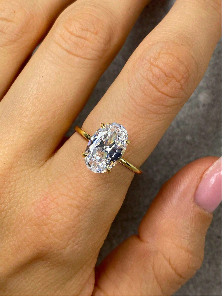 AliExpress 925 Sterling Silver Oval Zircon Ring for Women, view 2