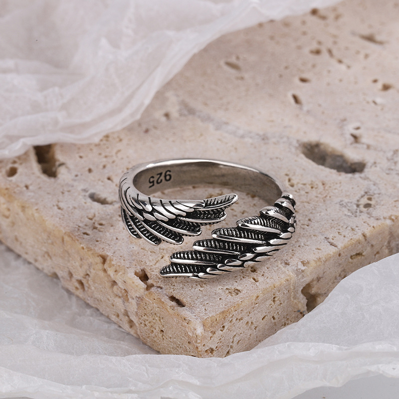 AliExpress 925 Silver Angel Wing Feather Ring, view 2