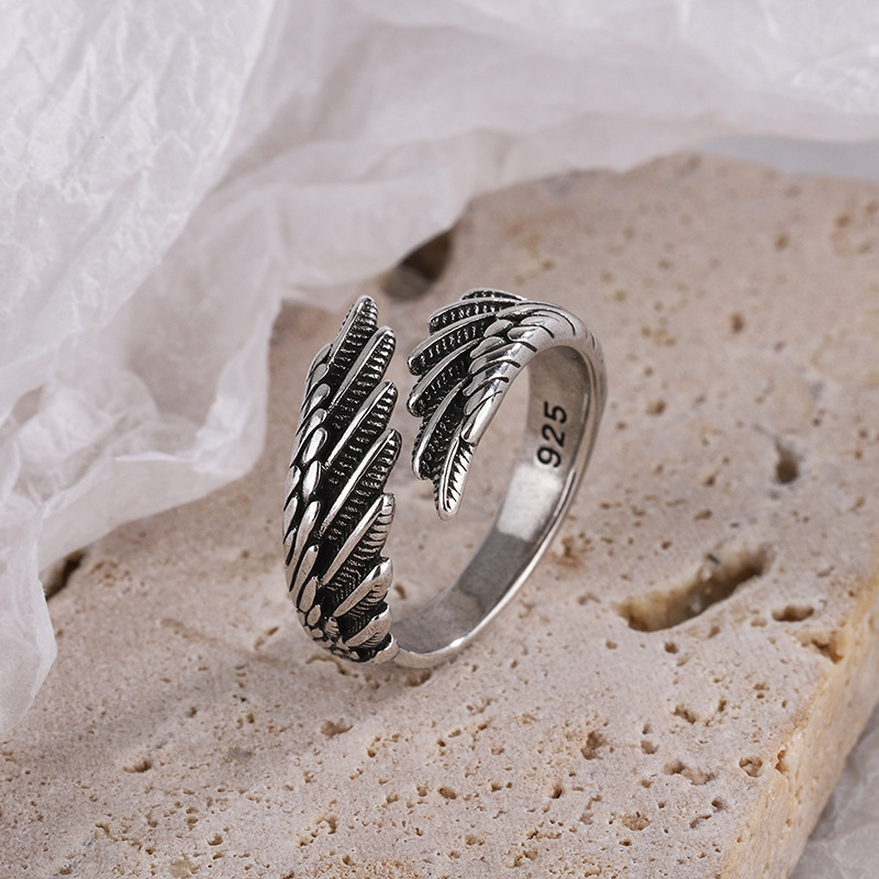 AliExpress 925 Silver Angel Wing Feather Ring, view 3