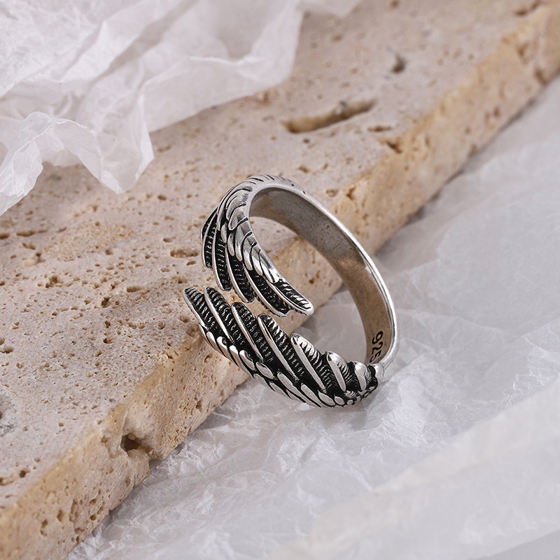 AliExpress 925 Silver Angel Wing Feather Ring, view 4