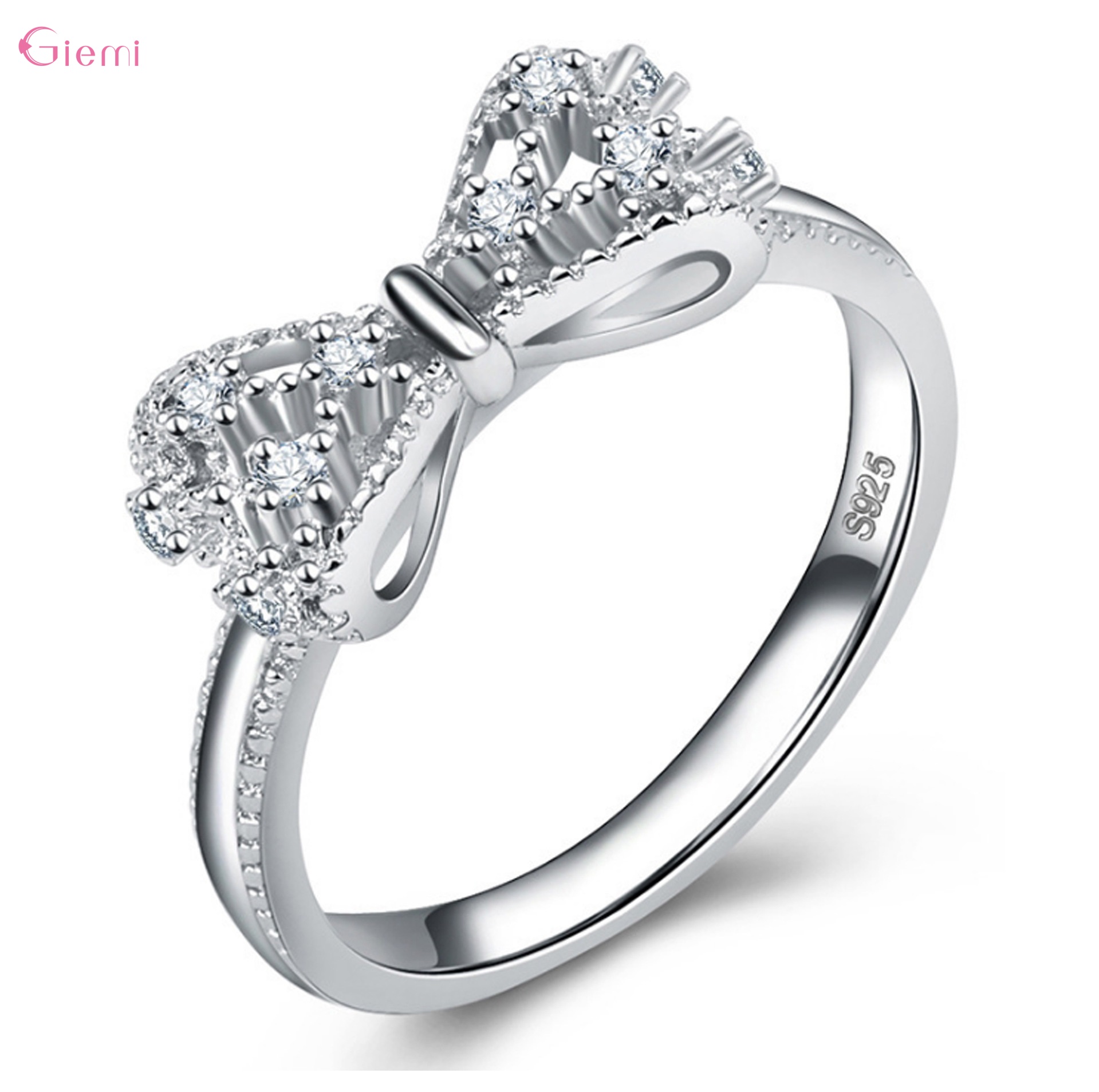 AliExpress 925 Silver Bow Knot Zircon Ring for Women