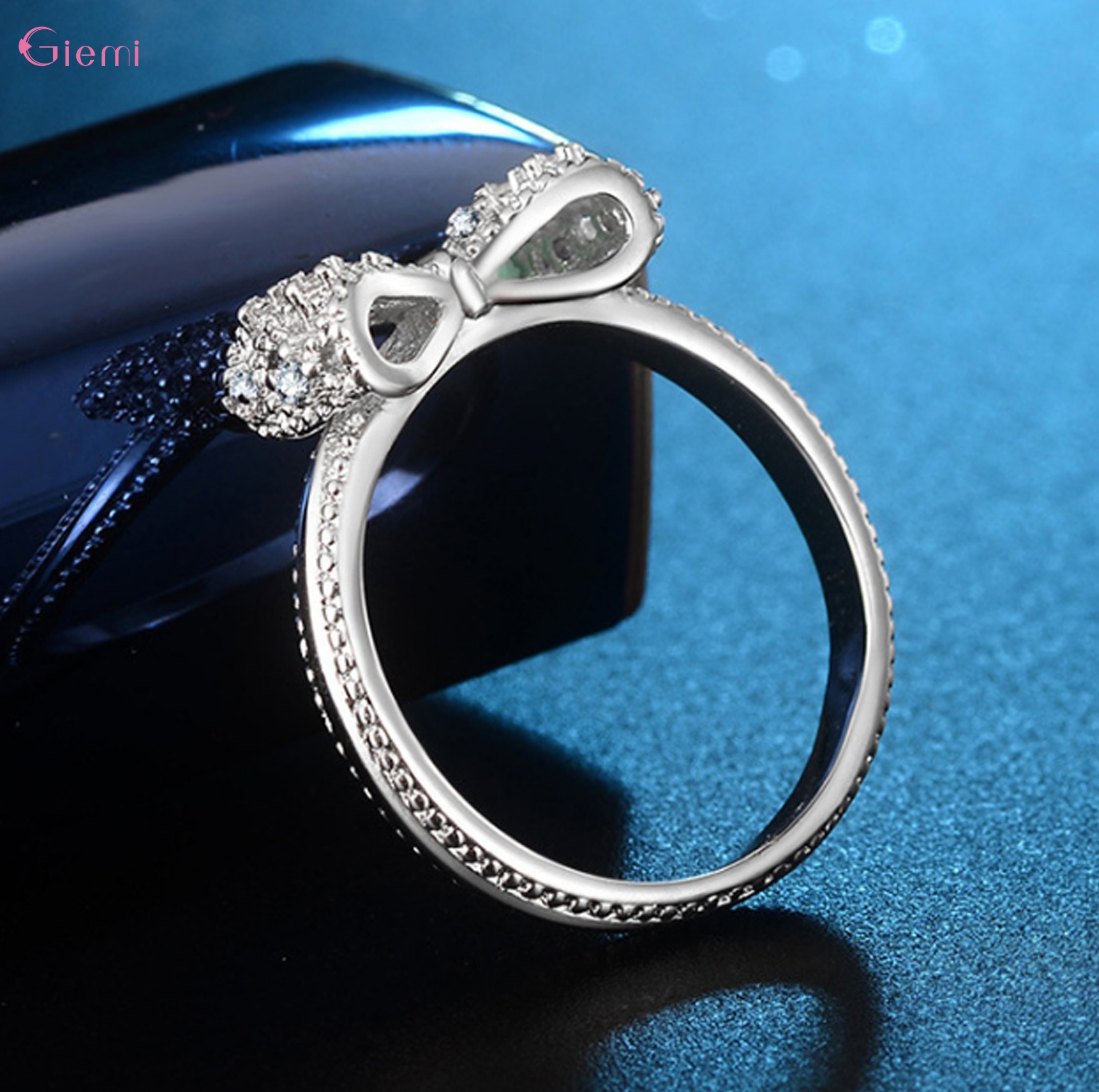AliExpress 925 Silver Bow Knot Zircon Ring for Women, view 4