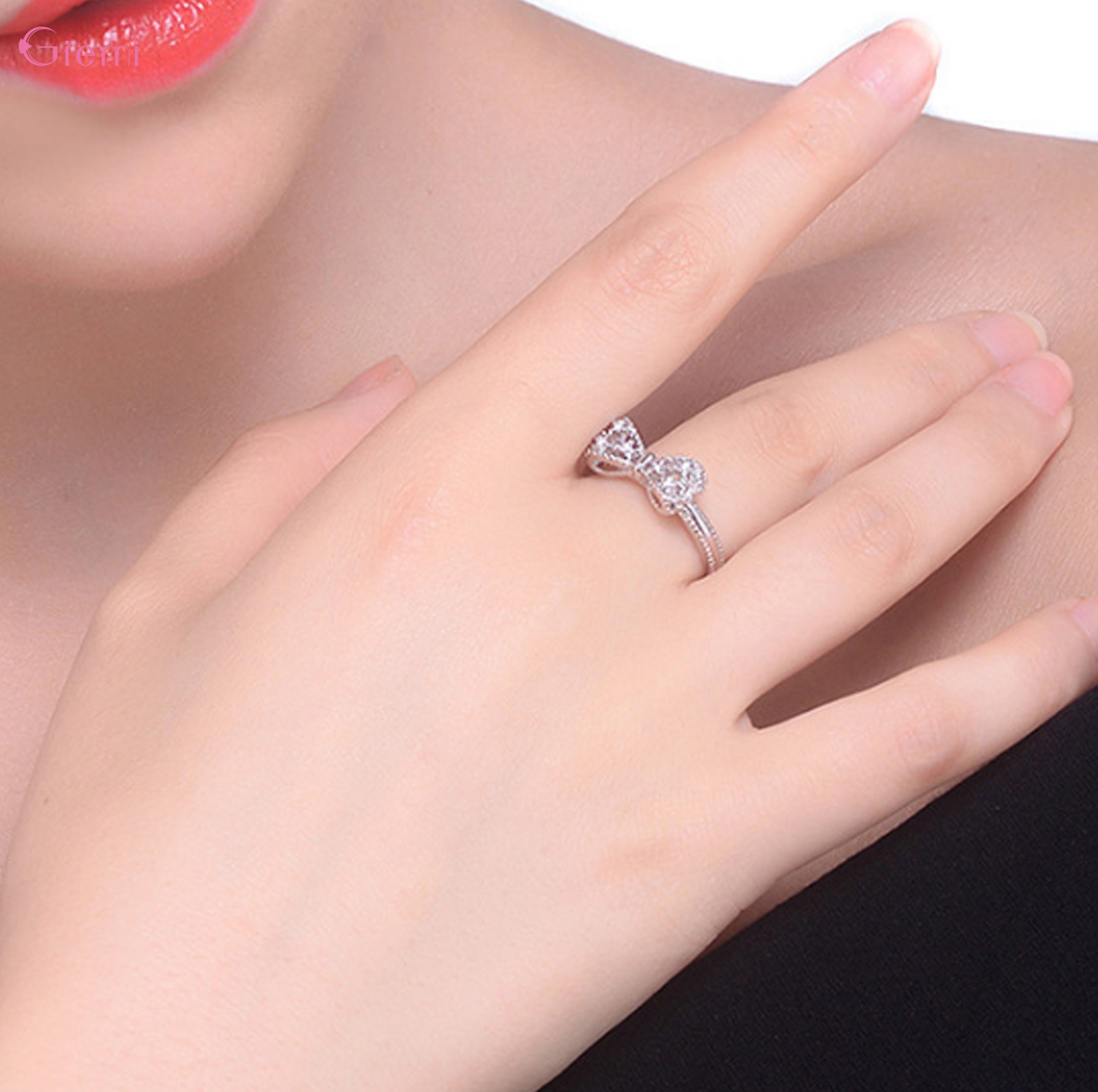 AliExpress 925 Silver Bow Knot Zircon Ring for Women, view 5