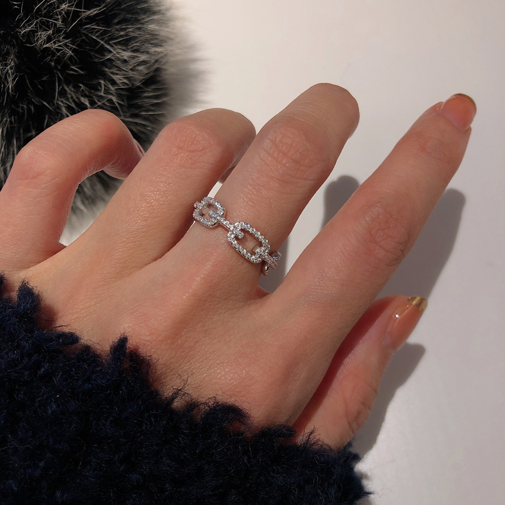 AliExpress 925 Silver Geometric Zircon Stackable Ring, view 2