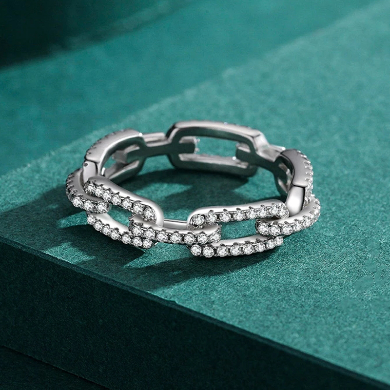 AliExpress 925 Silver Geometric Zircon Stackable Ring, view 6
