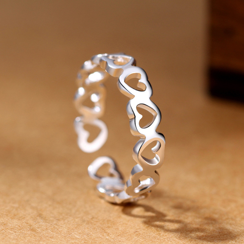 AliExpress 925 Sterling Silver Heart Ring for Women, view 2