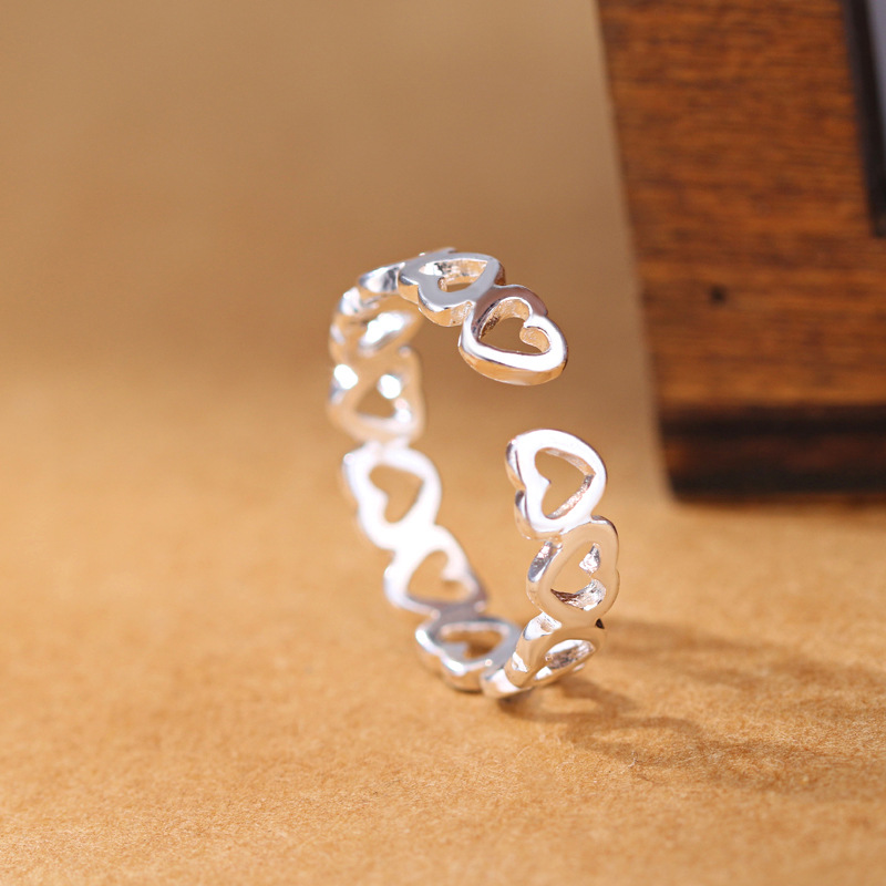 AliExpress 925 Sterling Silver Heart Ring for Women, view 4