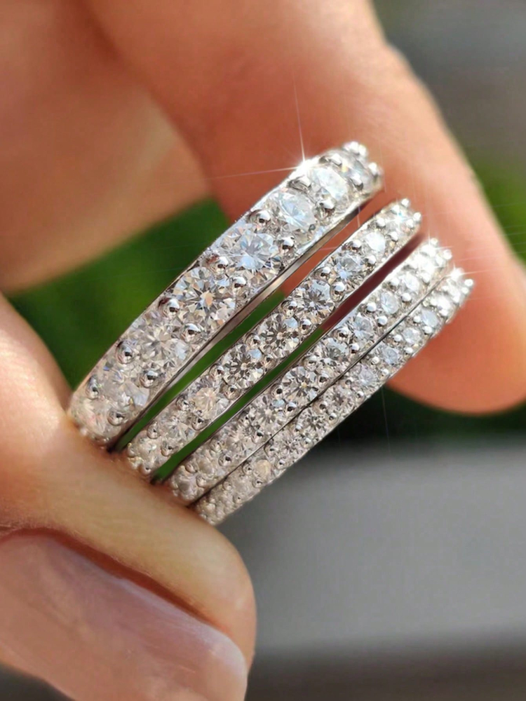 AliExpress 925 Sterling Silver Full Zircon Ring (1.4-1.8mm), view 2