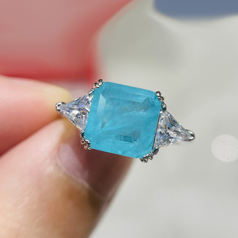 AliExpress 925 Silver Paraiba Tourmaline Gemstone Ring (9x9mm), view 3