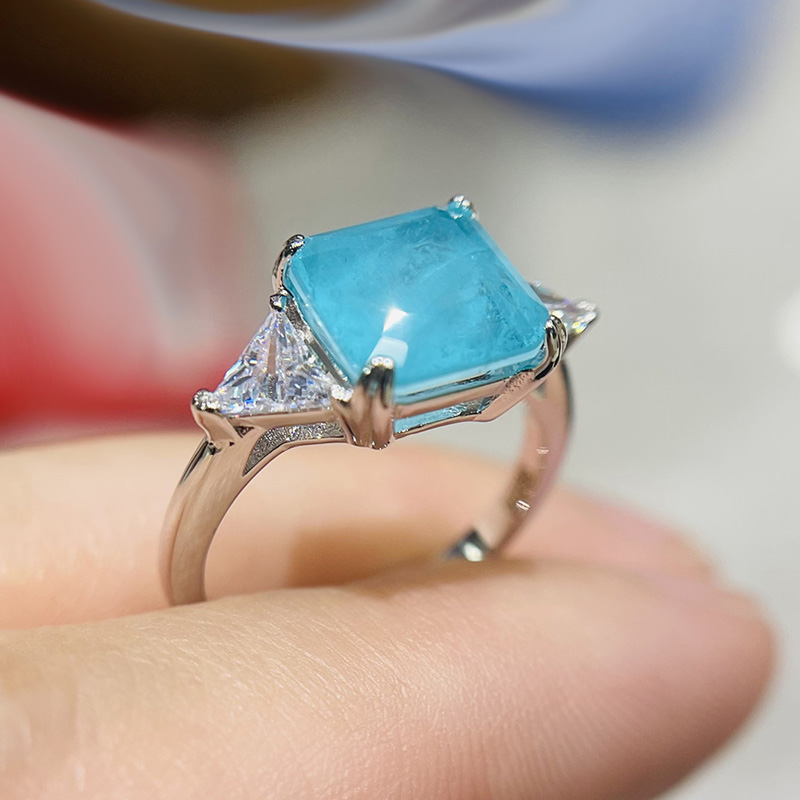 AliExpress 925 Silver Paraiba Tourmaline Gemstone Ring (9x9mm), view 4