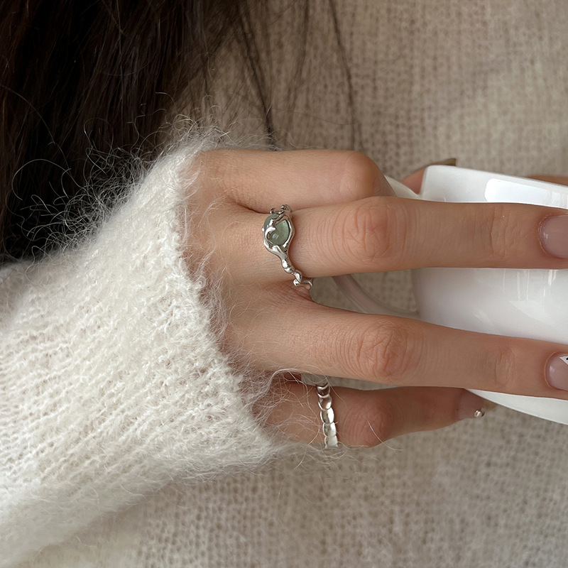 AliExpress 925 Silver-Plated Hetian Jade Bamboo Ring, view 5