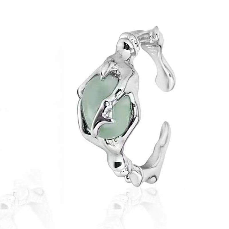 AliExpress 925 Silver-Plated Hetian Jade Bamboo Ring, view 6